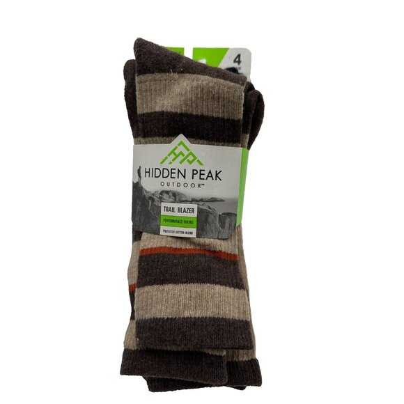 Hidden Peak Outdoor 4 Pair Mens Trail Blazer Hiking Crew Socks shoe size 6-12 L - Picture 1 of 10